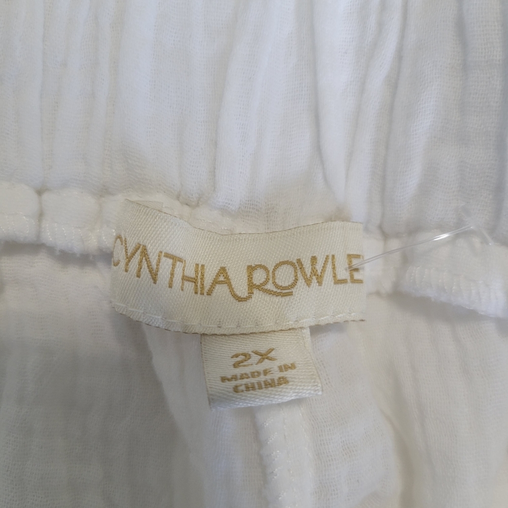Cynthia Rowley Lightweight 100% Cotton Cropped Pants 2X White NWOT - Picture 4 of 13